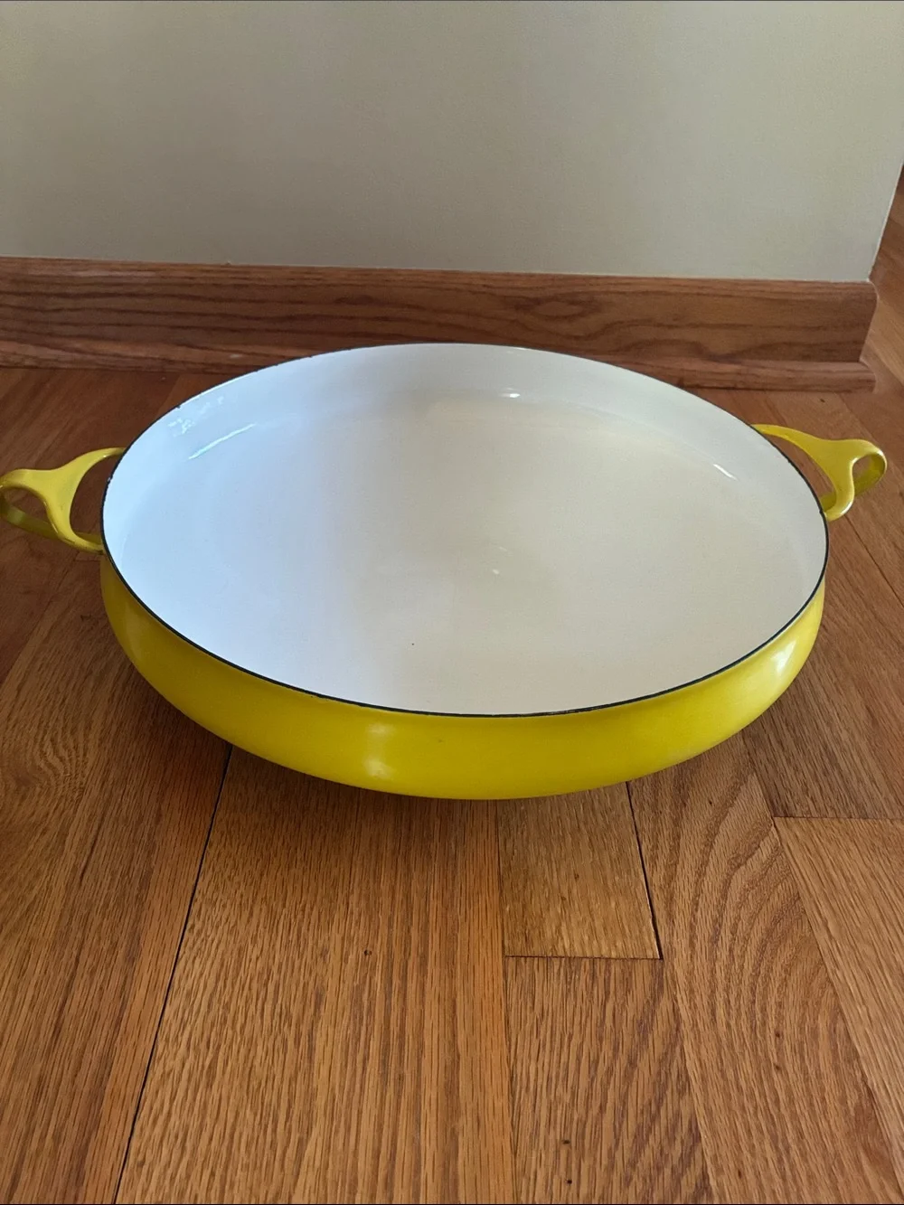 Dansk Designs Denmark Yellow Enamel Buffet Bowl Paella Pan